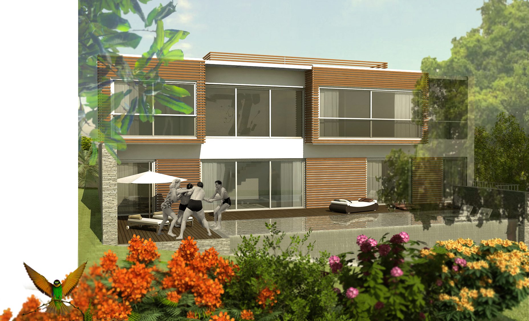 Casa Domingos — Piscina e integração com paisagem