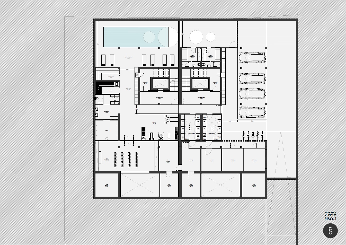 Casa Gonçalves — Planta da cave com estacionamento