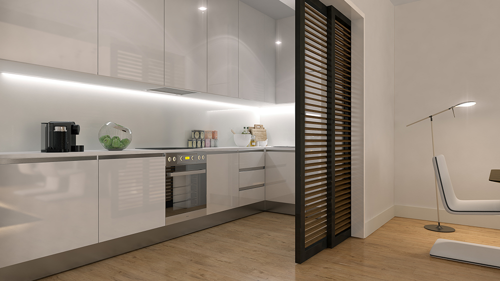 Janelas Verdes — Cozinha minimalista com design contemporâneo