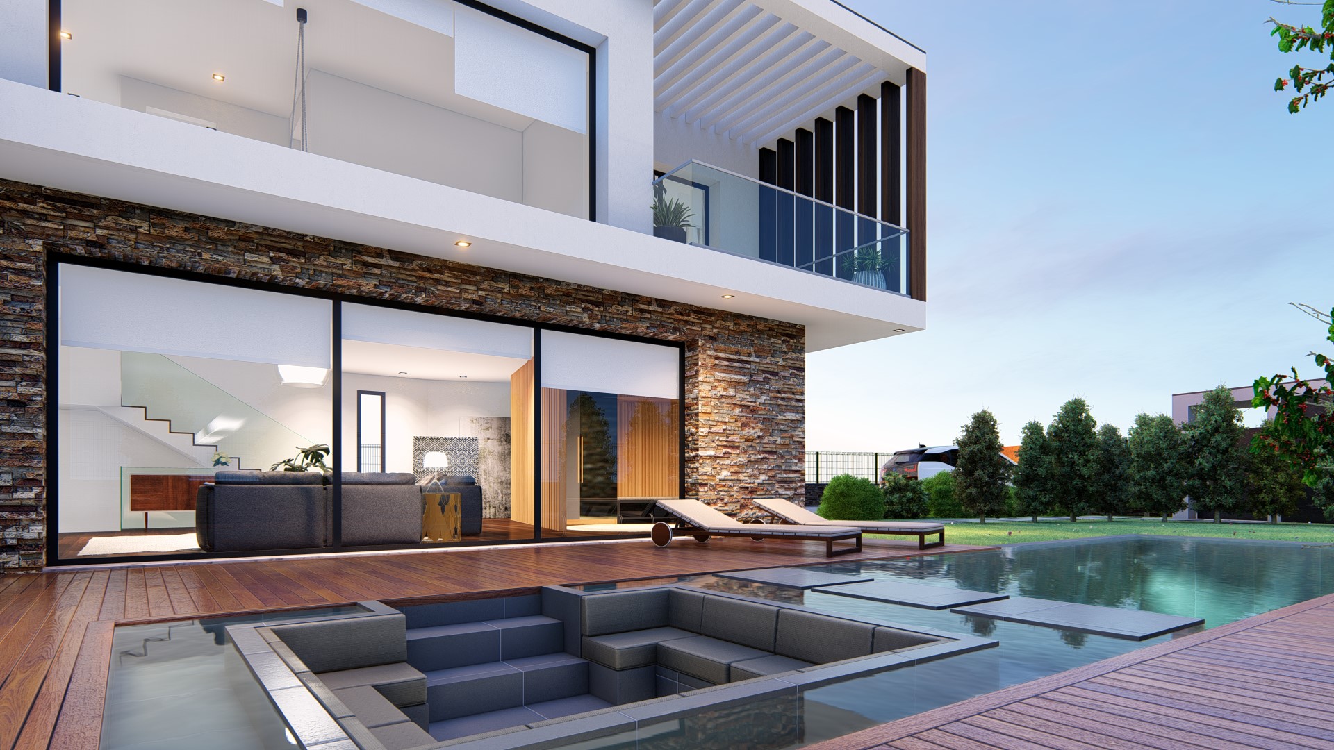 Casa Carnaxide — Lounge na piscina e espaço exterior